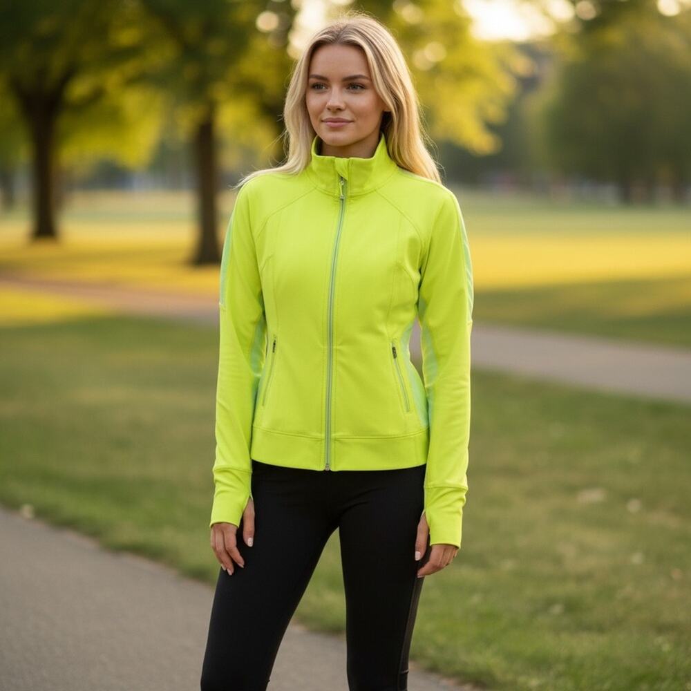TANGERINE Women’s Large Lime Neon Yellow Green Running Jacket